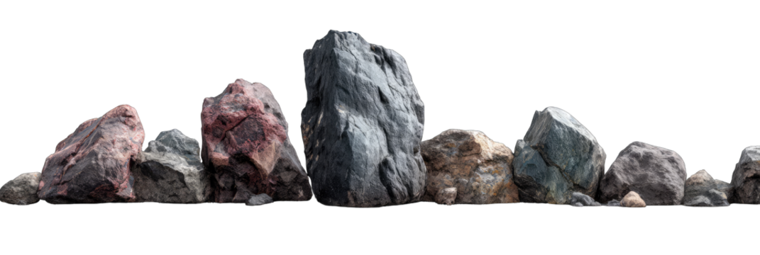 Row of varied rocks - Powered by Adobe