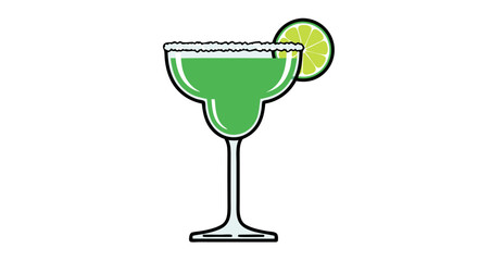 Refreshing lime margarita illustration on a white backdrop for summer celebrations and happy hour specials at vibrant bars and tropical resorts
