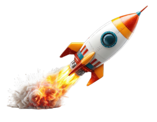 Colorful rocket launching