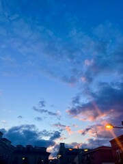 Obraz premium Sunset with warm street lights in Spanish village
