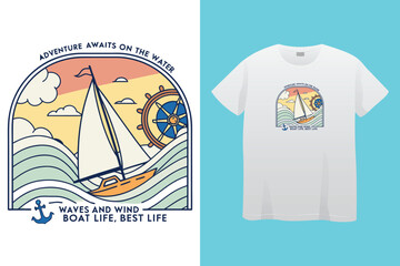 boating t shirt design 100% vector best Vector graphic for t shirt and other uses. print ready any products ship trendy stylish fashion t shirt vector design classic vintage template 