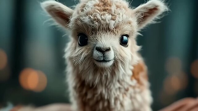 close up of baby alpaca