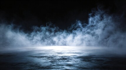 Naklejka premium Mystical Smoke Black Ground Fog Cloud Floor Mist Background