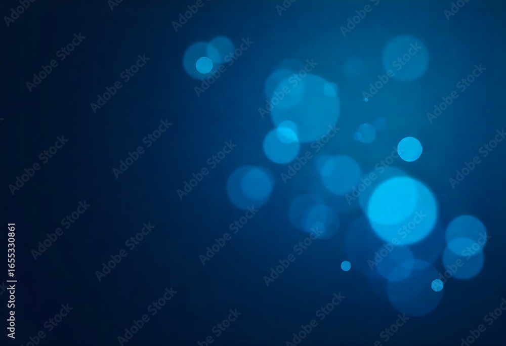 Poster generative ai: abstract bokeh effect of blue and teal spherical lights on dark background