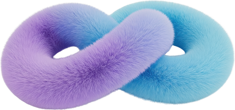 Fluffy purple and blue infinity loop shape with soft texture isolate gradient symbol abstract modern