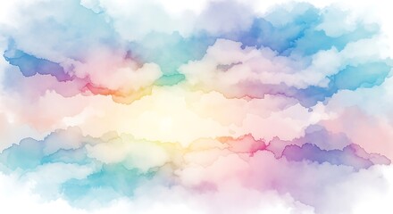 Pastel Watercolor Clouds Background Gradient with Soft Light and Dreamy Texture