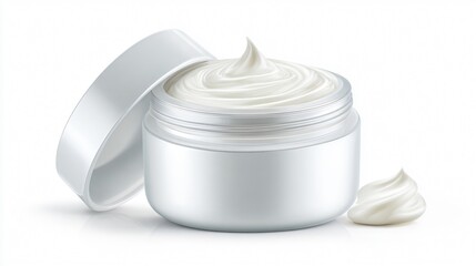 Luxurious White Cosmetic Cream on Clean White Background