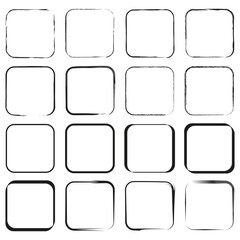 Distressed square frames. Hand drawn shapes. Rough border Vector. Grungy geometric collection.