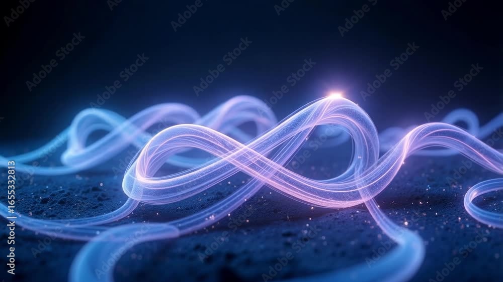 Poster dynamic glowing energy streams flow across a dark, textured surface, suggesting futuristic connectiv