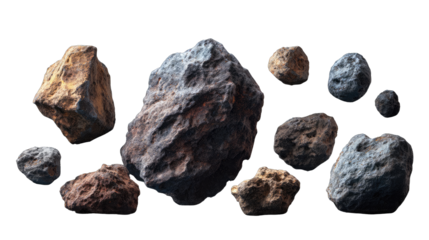 Asteroid field in space