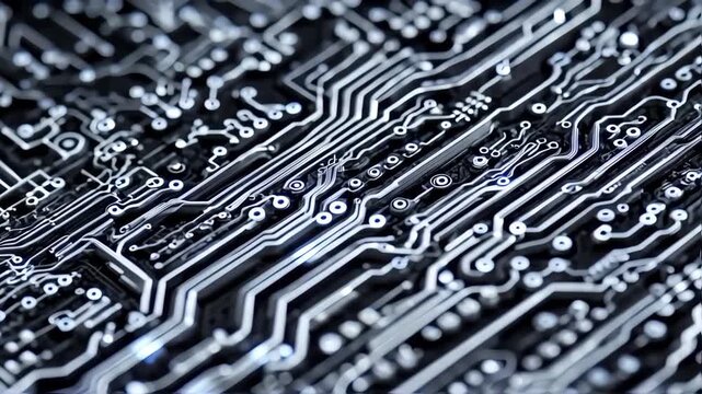 Close-up view of complex circuit board