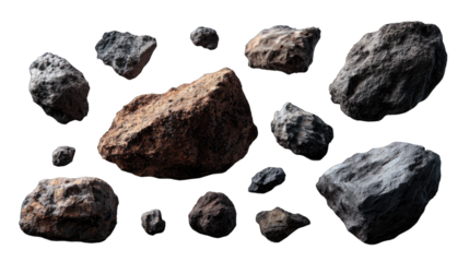 Space rocks scattered in darkness