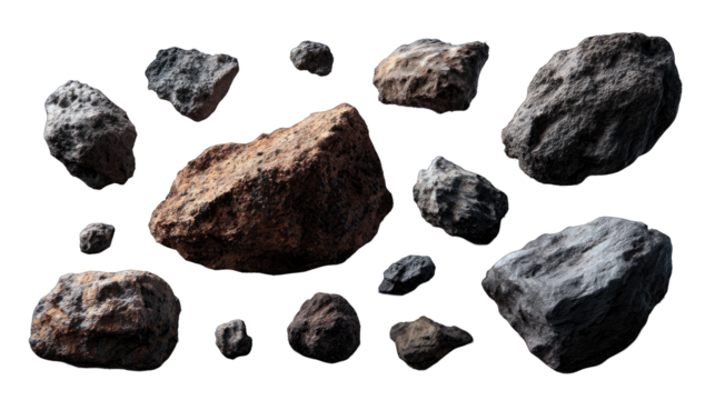 Space rocks scattered in darkness