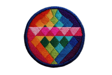 Colorful circular embroidered patch