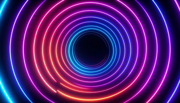 A vibrant design of concentric neon circles in a variety of bright colors, creating a dynamic and captivating visual effect.