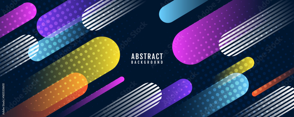 Poster colorful abstract background overlap layer on dark space with rounded lines effect decoration. moder
