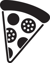 Pizza slice with pepperoni flat icon