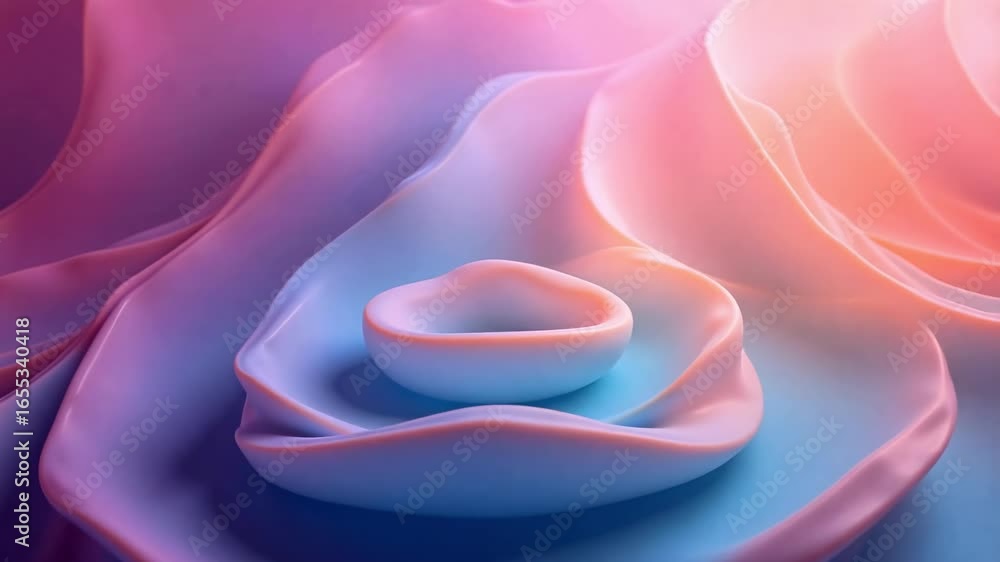 Poster mesmerizing fluid motion with soft pastel gradients, a dynamic abstract visual creating calm and mod