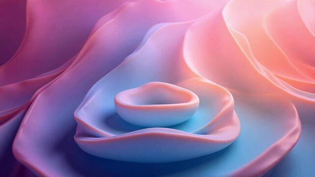 Mesmerizing fluid motion with soft pastel gradients, a dynamic abstract visual creating calm and modern ambiance, perfect for tech.
