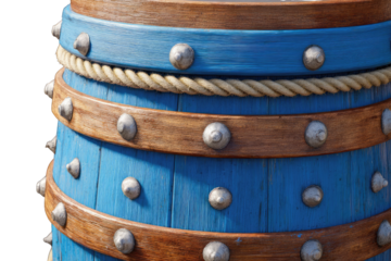 Close-up of a decorative wooden barrel