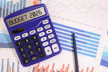 Budget 2026 new year on wooden blocks and office business concept background.