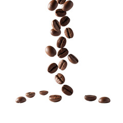 Naklejka premium Roasted Coffee Beans Falling: Rich Aroma & Texture