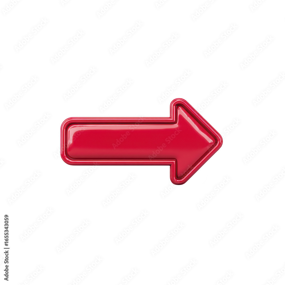 Fototapete red arrow glossy right direction 3d style isolated graphic navigation pointer symbol simple design u