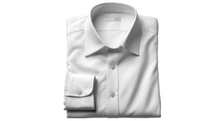 Folded White Formal Shirt with Button Closure and Cuffs.