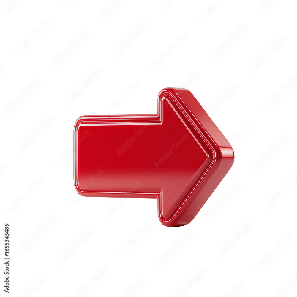 Poster red arrow 3d glossy isolated right direction navigation pointer symbol modern simple bold graphic ic