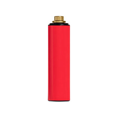 Red gas canister metal isolated on transparency background used for portable stove camping outdoor cooking emergency with gold valve vertical orientation clean and simple design