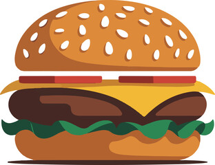 Cheeseburger, hamburger silhouette vector illustration