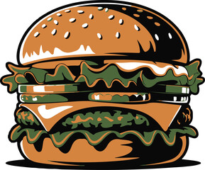 Cheeseburger, hamburger silhouette vector illustration