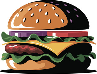Cheeseburger, hamburger silhouette vector illustration