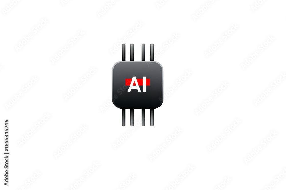 Poster ai chip black microchip artificial intelligence digital processor modern technology isolated on whit