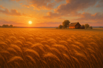 Fototapeta premium Twilight Wheat Field