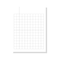 White grid paper sheet hangs with a clip casting a soft shadow.