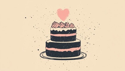 Trendy Vintage Logo Design For A Wedding Bakery With A Love Cake Theme Ideal For Stylish Hipsters Looking For A Unique Brand.