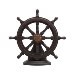 Obraz premium Ship wheel with vintage nautical design wooden texture and classic maritime style used for steering boats