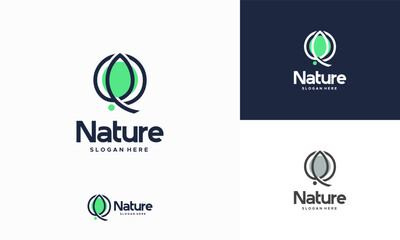 Iconic Nature Leaf Logo Design Template, Abstract green leaf logo icon vector design. Landscape design, garden, Plant, nature and ecology vector logo