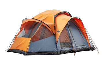 Orange and gray camping tent, isolated