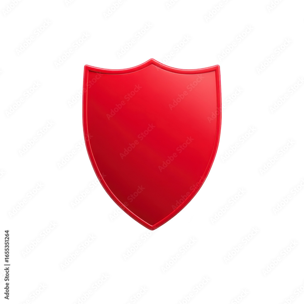 Poster red shield glossy surface simple design isolated on transparent background symbol of protection secu