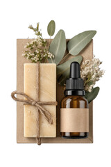 Natural soap and serum on craft paper