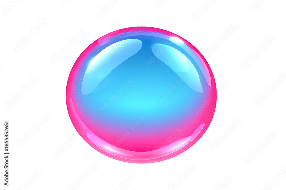 Poster glossy sphere blue and pink gradient shiny surface 3d rendering isolated on transparent background m