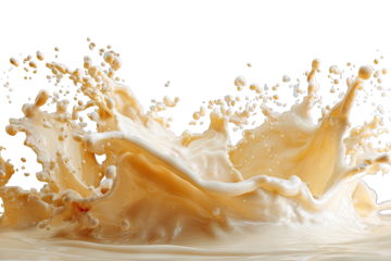 A creamy, light beige liquid splashing