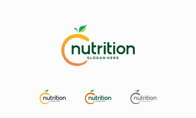 Fruit Nutrition Logo Design Nature Organic. Fresh Orange Fruit Logo Icon