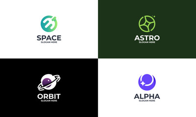Set of Planet logo design template concept, Space Astronomy logo designs template vector © Lucky Luck