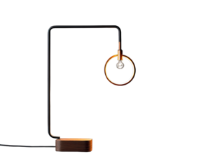 Modern table lamp with copper accents