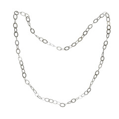 metallic silver chainlink necklace on transparent background