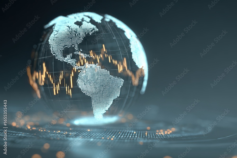 Aufkleber this stock image features a globe with a detailed map on it, symbolizing global connectivity and the