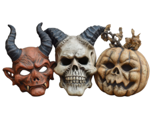 Halloween masks, three spooky heads